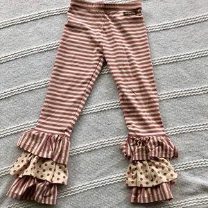Matilda Jane Pink striped ruffle leggings size 6